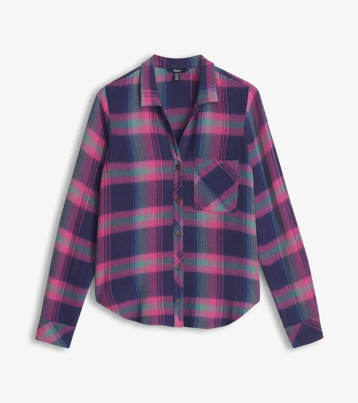 Hatley Lila Button Down 8211 Fuchsia Plaid Women Tops