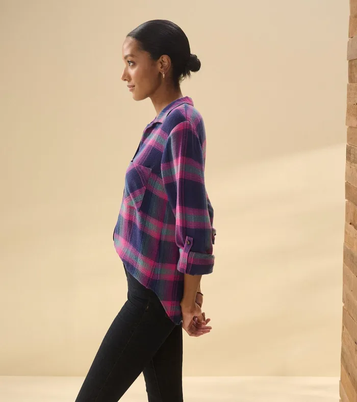 Hatley Lila Button Down 8211 Fuchsia Plaid Women Tops