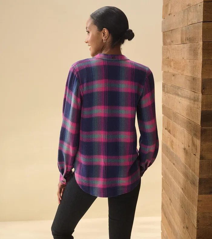 Hatley Lila Button Down 8211 Fuchsia Plaid Women Tops