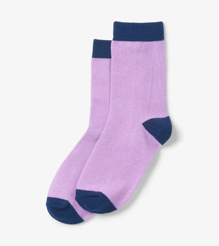 Hatley Lilac and Navy Crew Socks Girls Footwear