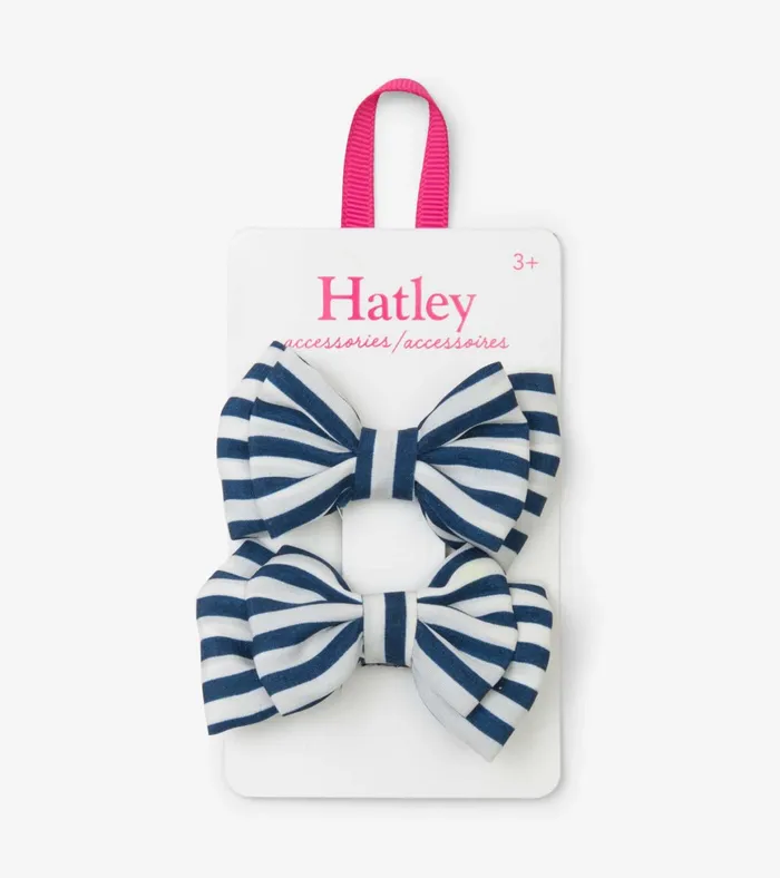 Hatley Navy Stripe Bows Hair Clips Girls Accessories