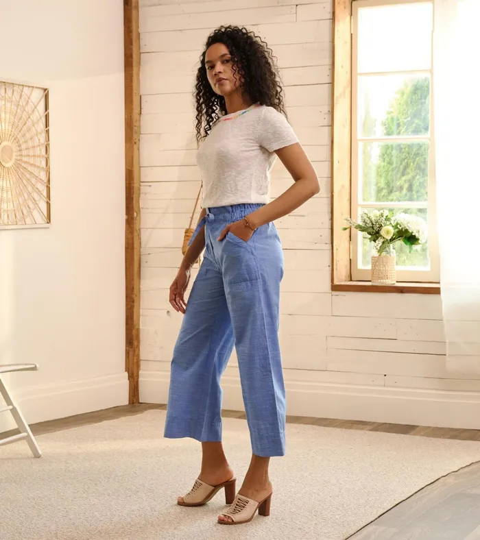 Hatley Tie Front Pants 8211 Chambray Women Bottoms