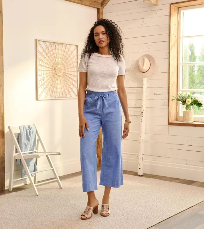 Hatley Tie Front Pants 8211 Chambray Women Bottoms