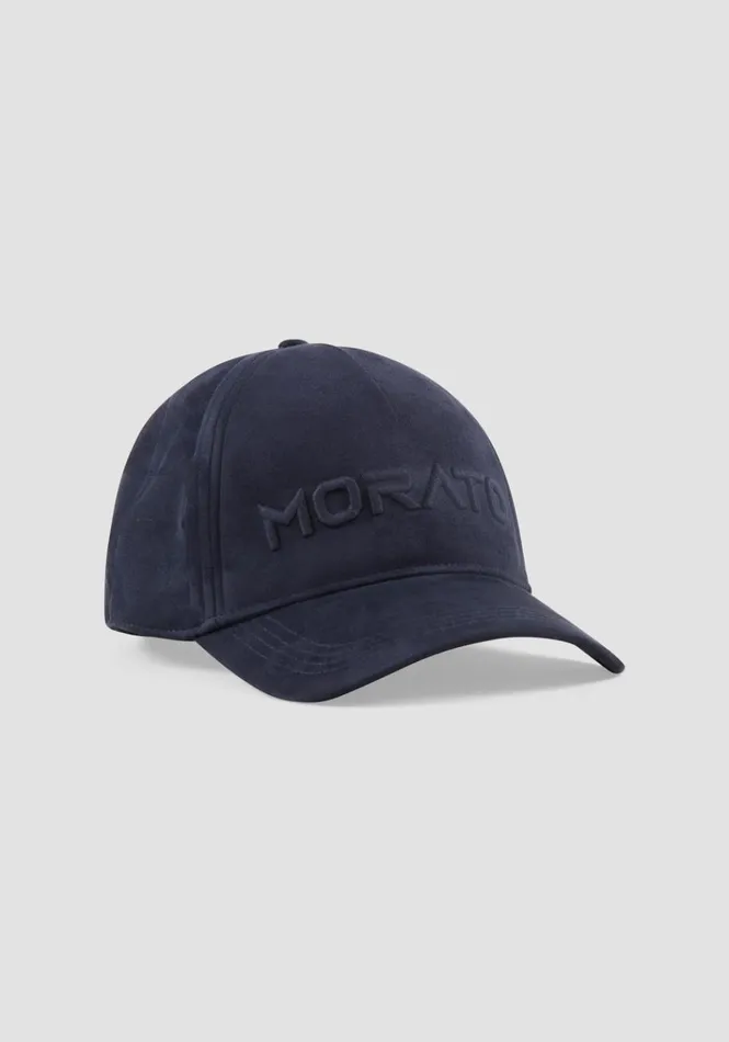 Hats Men Antony Morato Blue SuedeEffect Basketball Style Flat Brim Cap Blue Ink