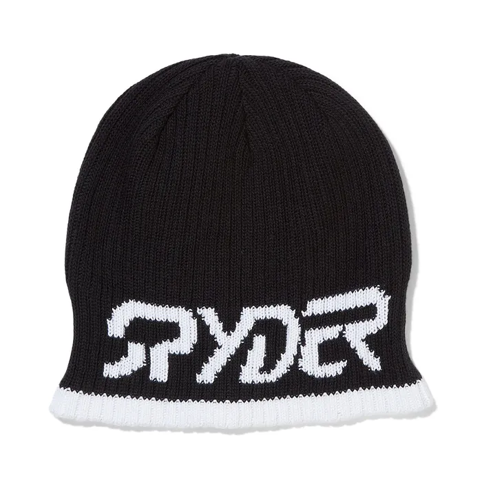 Hats Mens Spyder Logo Beanie 8211 Black