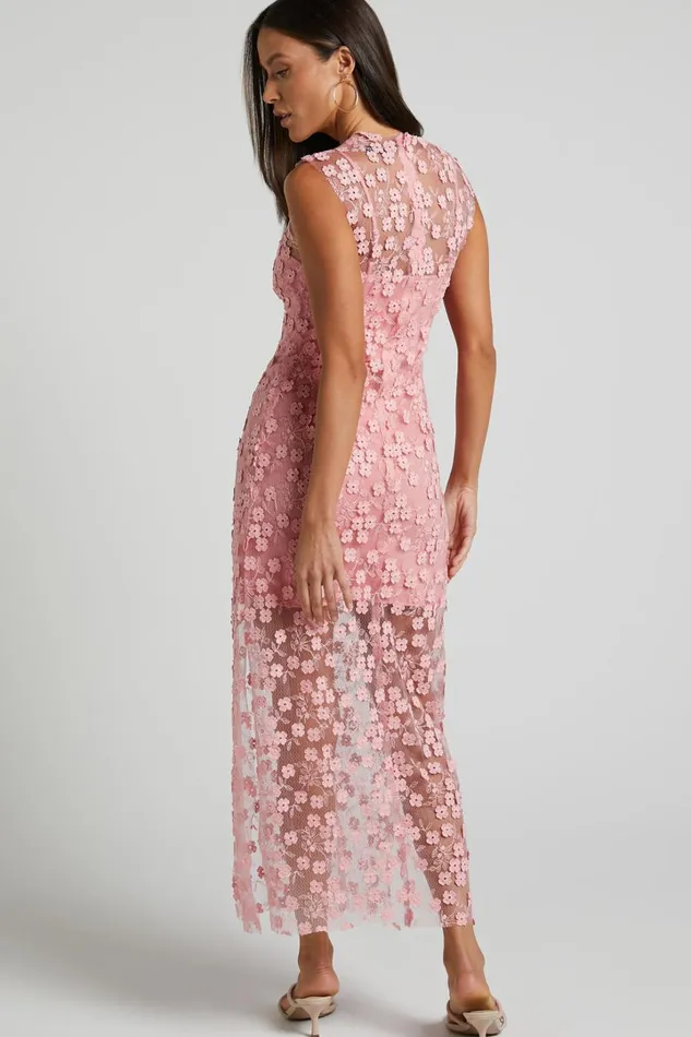 Hazel Midi Dress 8211 3D Flower Net Bodycon Dress In Pink Women Showpo Dresses Hazel Midi Dress 8211 3D Flower Net Bodycon Dress In Pink Women Showpo Dresses