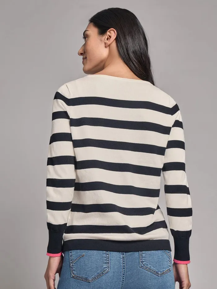 Heart Detail Stripe Boat Neck Sweater Women Jones New York Tops and Blouses Heart Detail Stripe Boat Neck Sweater Women Jones New York Tops and Blouses