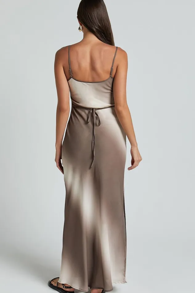Hellie Midi Dress 8211 Strappy Scoop Neck Slip Dress In Chocolate Women Showpo Dresses