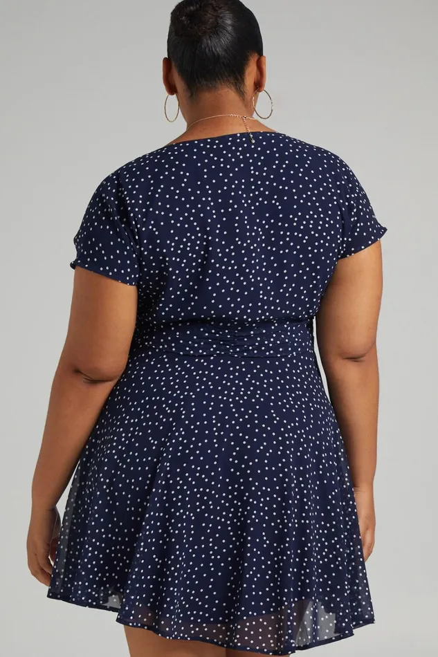Hey Now Mini Dress 8211 A Line Dress In Navy Spot Women Showpo Curve Clothes