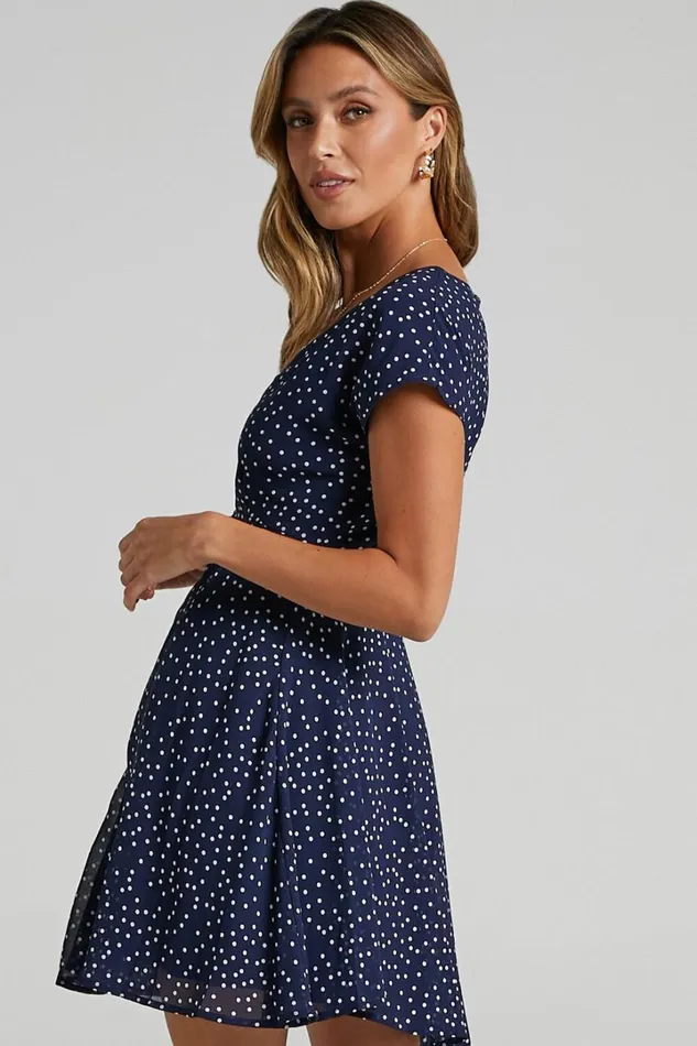 Hey Now Mini Dress 8211 A Line Dress In Navy Spot Women Showpo Curve Clothes