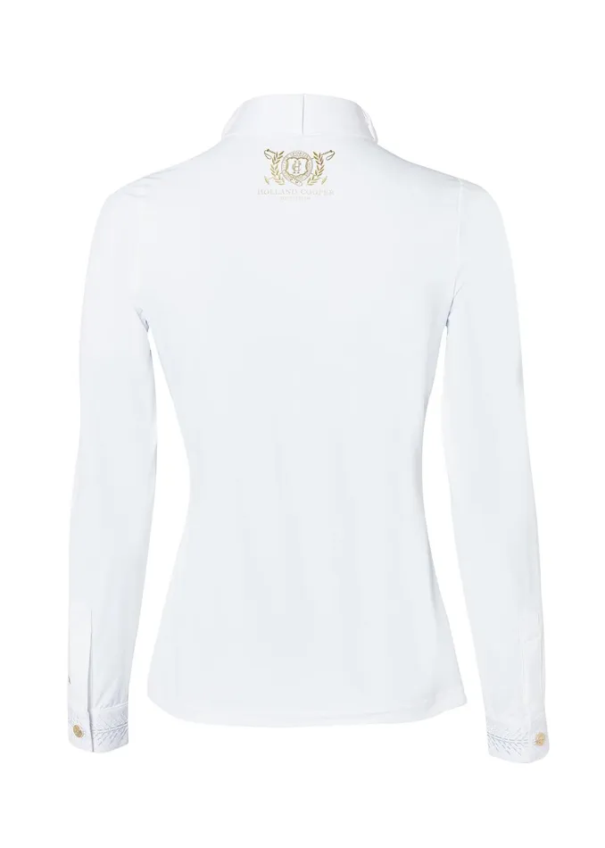 Holland Cooper Base Layers Women Gatcombe Long Sleeve Show Shirt White Holland Cooper Base Layers Women Gatcombe Long Sleeve Show Shirt White