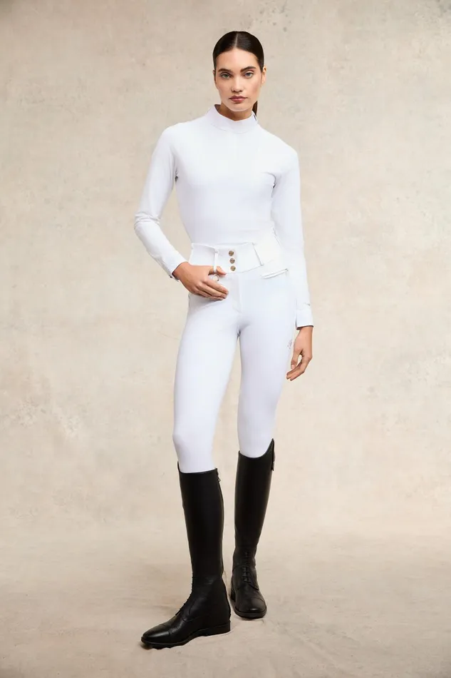 Holland Cooper Base Layers Women Gatcombe Long Sleeve Show Shirt White Holland Cooper Base Layers Women Gatcombe Long Sleeve Show Shirt White