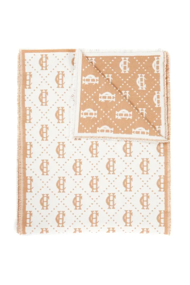 Holland Cooper Blanket Women Lightweight Monogram Scarf Camel Cream