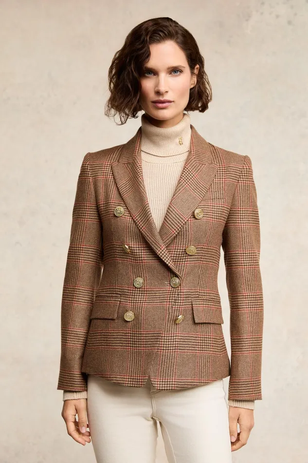 Holland Cooper Blazers Women Knightsbridge Blazer Clarence Check Merlot