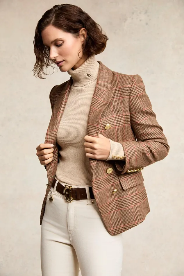 Holland Cooper Blazers Women Knightsbridge Blazer Clarence Check Merlot Holland Cooper Blazers Women Knightsbridge Blazer Clarence Check Merlot