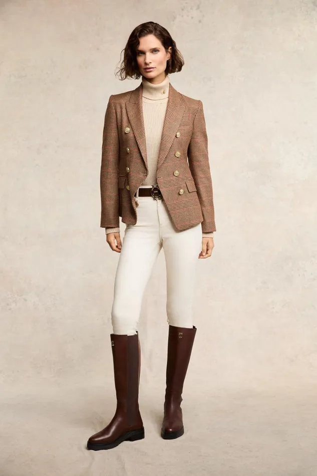 Holland Cooper Blazers Women Knightsbridge Blazer Clarence Check Merlot Holland Cooper Blazers Women Knightsbridge Blazer Clarence Check Merlot
