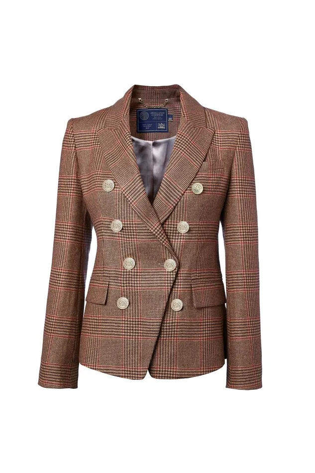 Holland Cooper Blazers Women Knightsbridge Blazer Clarence Check Merlot Holland Cooper Blazers Women Knightsbridge Blazer Clarence Check Merlot