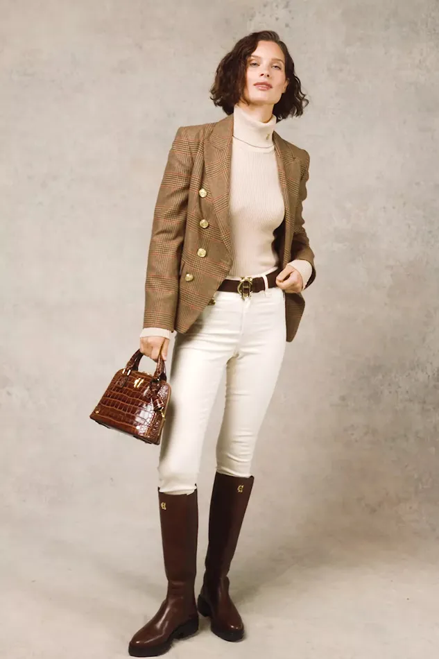 Holland Cooper Blazers Women Knightsbridge Blazer Clarence Check Merlot Holland Cooper Blazers Women Knightsbridge Blazer Clarence Check Merlot
