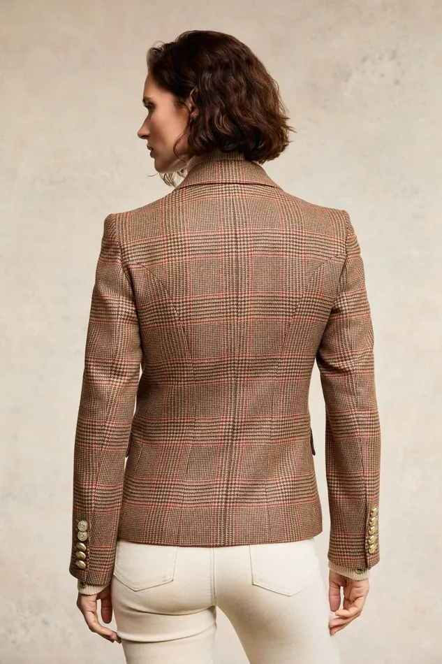 Holland Cooper Blazers Women Knightsbridge Blazer Clarence Check Merlot Holland Cooper Blazers Women Knightsbridge Blazer Clarence Check Merlot