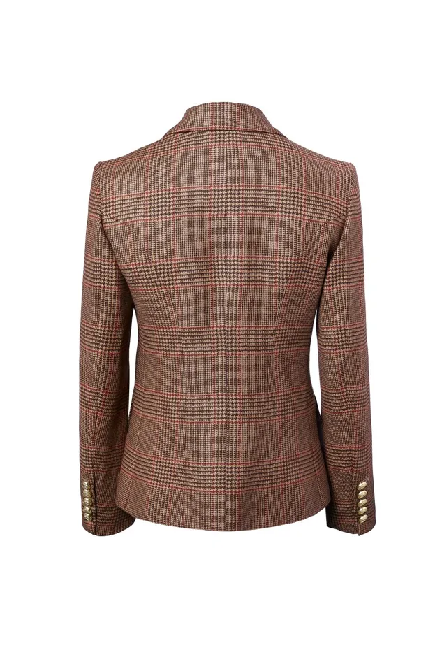 Holland Cooper Blazers Women Knightsbridge Blazer Clarence Check Merlot Holland Cooper Blazers Women Knightsbridge Blazer Clarence Check Merlot