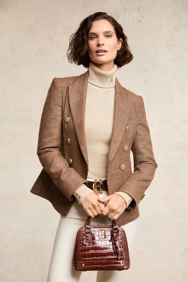 Holland Cooper Blazers Women Knightsbridge Blazer Clarence Check Merlot Holland Cooper Blazers Women Knightsbridge Blazer Clarence Check Merlot