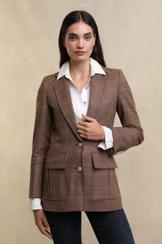 Holland Cooper Blazers Women Paddington Blazer Clarence Check Merlot