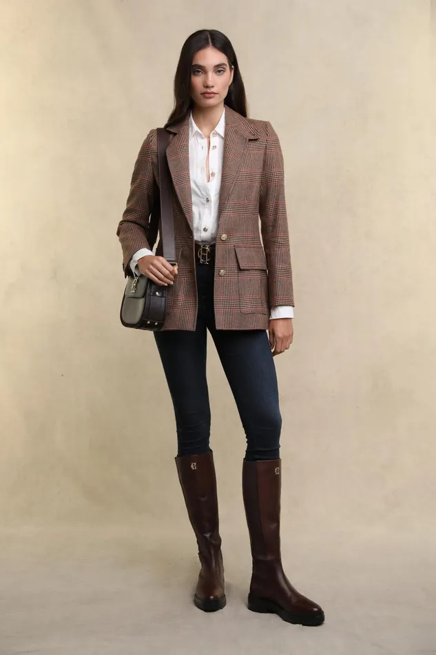 Holland Cooper Blazers Women Paddington Blazer Clarence Check Merlot Holland Cooper Blazers Women Paddington Blazer Clarence Check Merlot