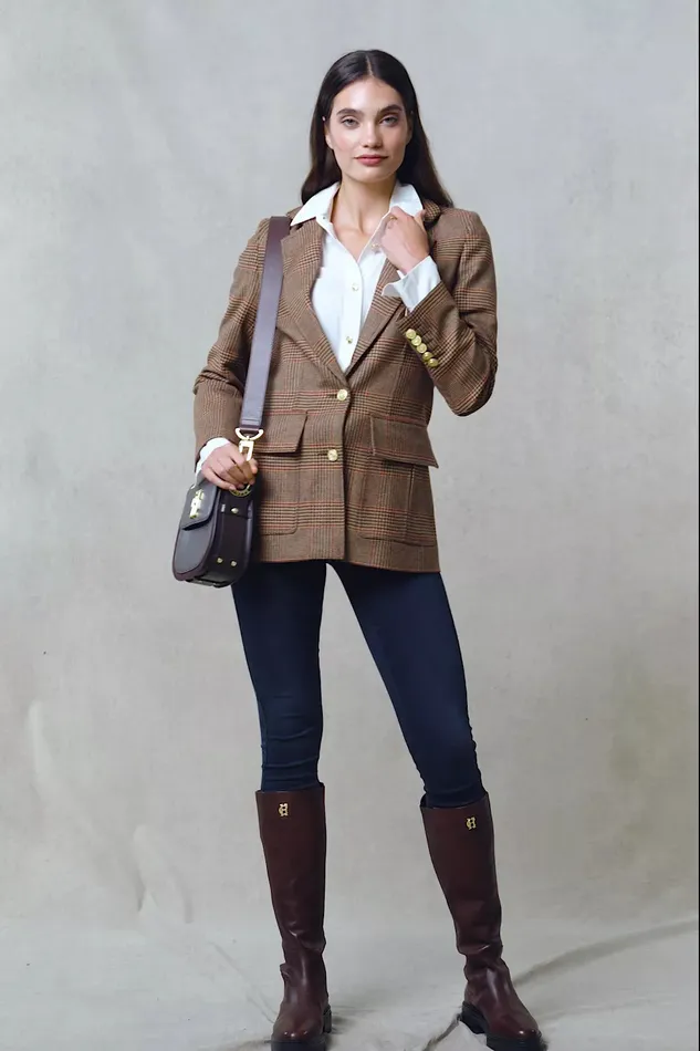 Holland Cooper Blazers Women Paddington Blazer Clarence Check Merlot Holland Cooper Blazers Women Paddington Blazer Clarence Check Merlot