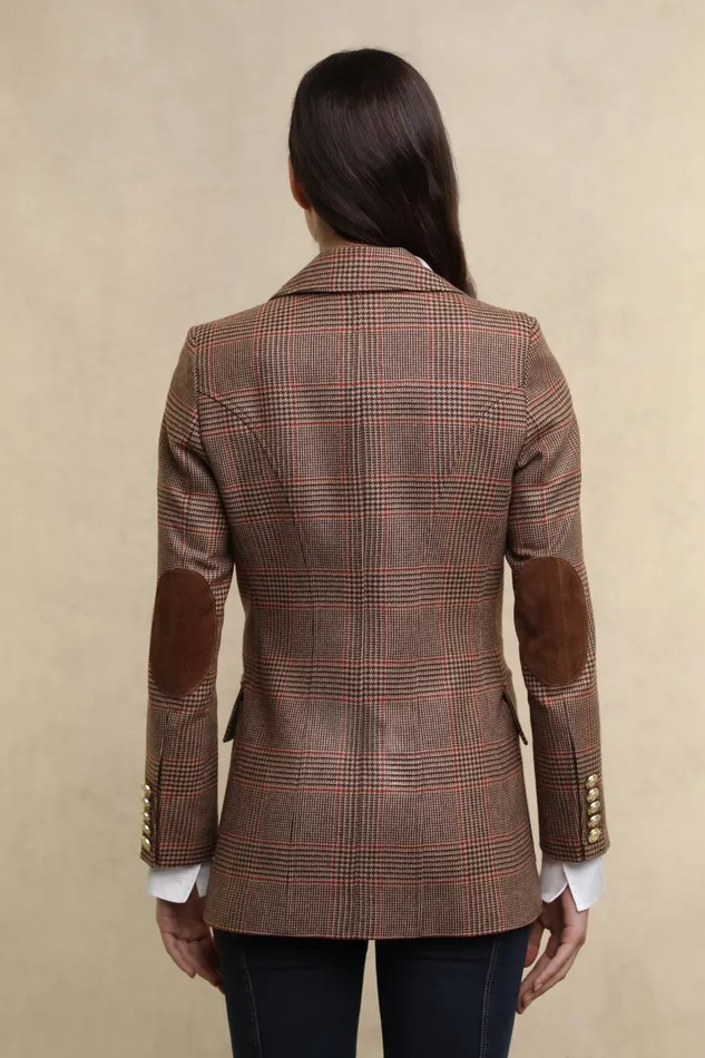 Holland Cooper Blazers Women Paddington Blazer Clarence Check Merlot Holland Cooper Blazers Women Paddington Blazer Clarence Check Merlot