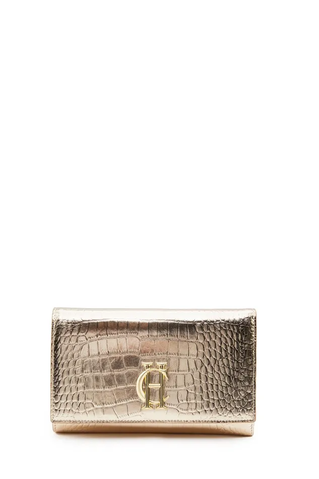 Holland Cooper Clutch Bags Women Highbury Clutch Bag Gold Croc