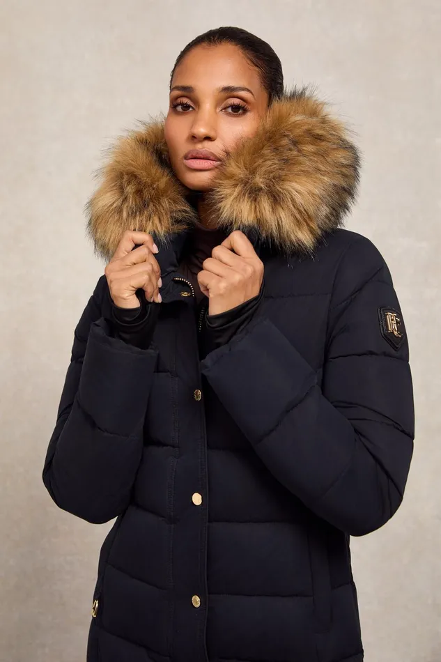 Holland Cooper Coats Women Stoneleigh Longline Coat Ink Navy Holland Cooper Coats Women Stoneleigh Longline Coat Ink Navy