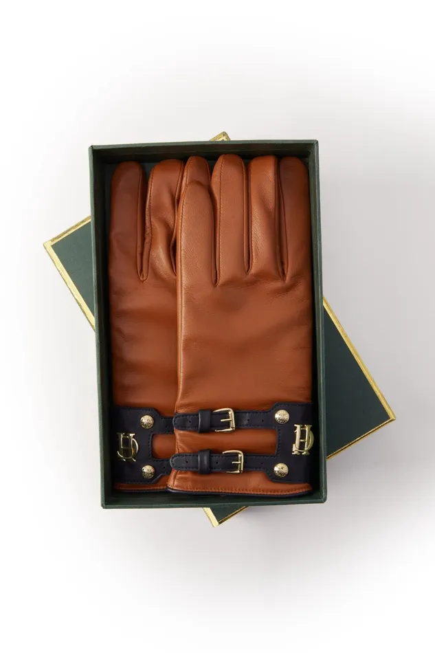 Holland Cooper Gloves Women Contrast Leather Gloves Tan Ink Navy Holland Cooper Gloves Women Contrast Leather Gloves Tan Ink Navy