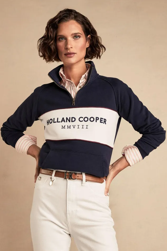 Holland Cooper Henley Women Sporting Heritage Zip Henley Ink Navy