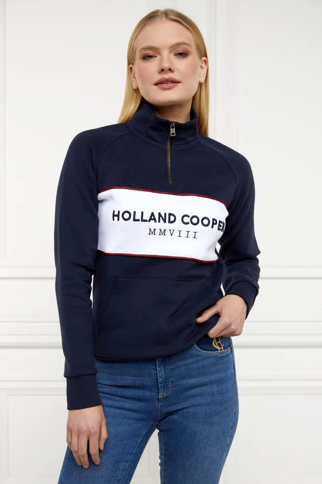 Holland Cooper Henley Women Sporting Heritage Zip Henley Ink Navy Holland Cooper Henley Women Sporting Heritage Zip Henley Ink Navy