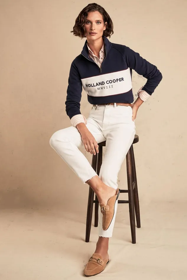 Holland Cooper Henley Women Sporting Heritage Zip Henley Ink Navy Holland Cooper Henley Women Sporting Heritage Zip Henley Ink Navy