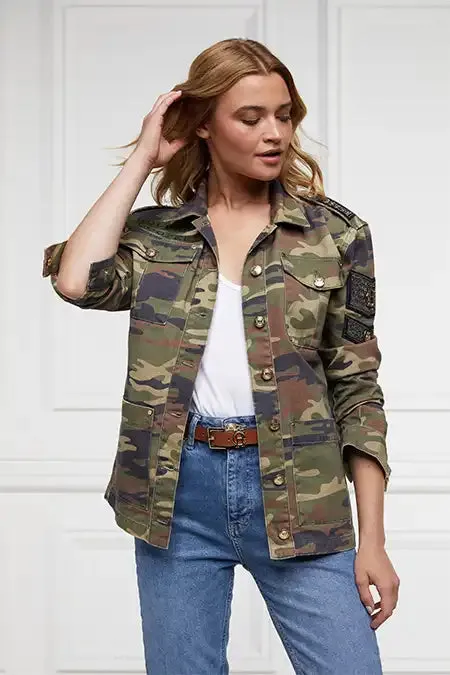 Holland Cooper Jackets Women Premium Artillery Jacket Washed Camo