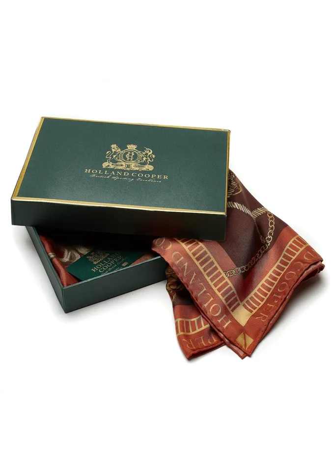 Holland Cooper Keyrings Women Regal Horse Silk Scarf Caramel