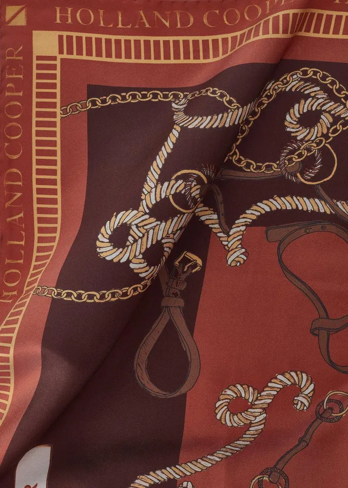 Holland Cooper Keyrings Women Regal Horse Silk Scarf Caramel