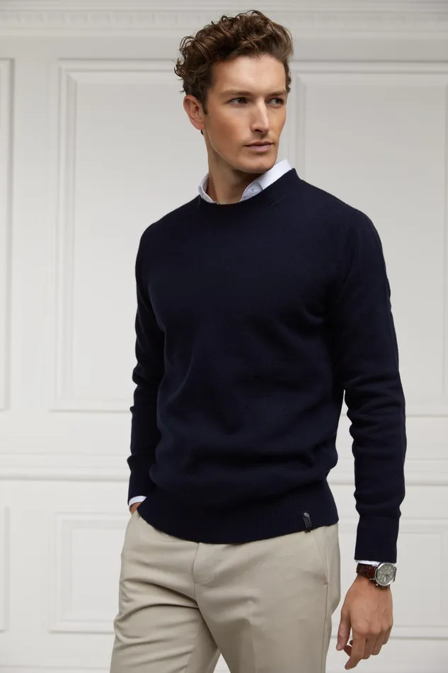 Holland Cooper Knitwear Men Byron Crew Neck Knit Navy