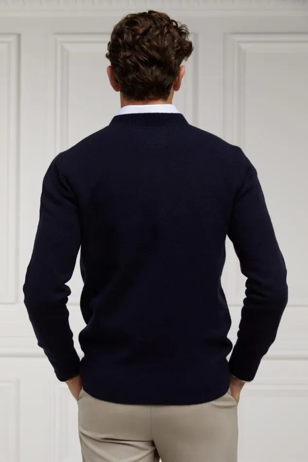 Holland Cooper Knitwear Men Byron Crew Neck Knit Navy