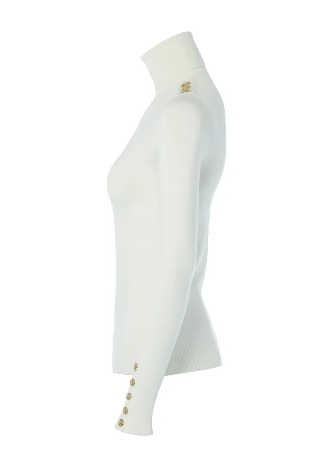 Holland Cooper Knitwear Women Buttoned Knit Roll Neck Cream Holland Cooper Knitwear Women Buttoned Knit Roll Neck Cream