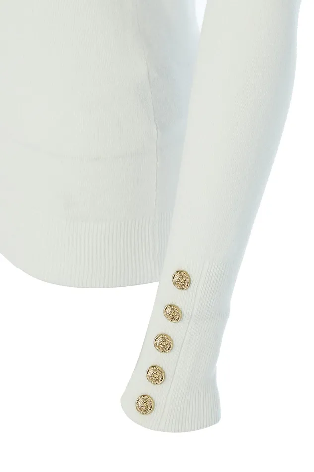 Holland Cooper Knitwear Women Buttoned Knit Roll Neck Cream Holland Cooper Knitwear Women Buttoned Knit Roll Neck Cream