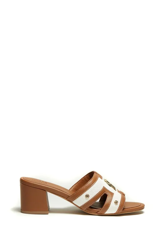 Holland Cooper Sandals and Slides Women Monogram Mule Tan Canvas