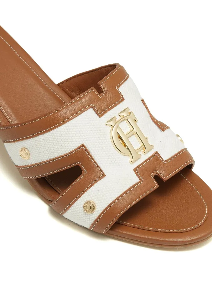 Holland Cooper Sandals and Slides Women Monogram Mule Tan Canvas