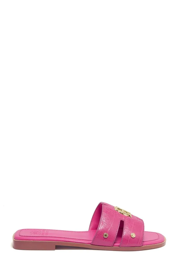 Holland Cooper Sandals and Slides Women Monogram Slides Pink Croc