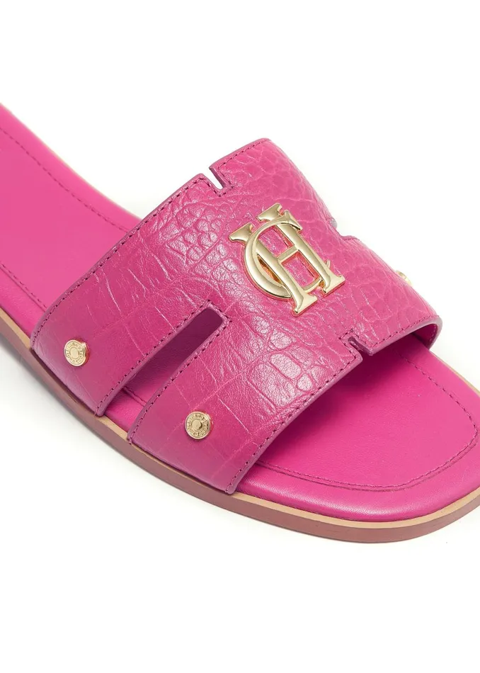 Holland Cooper Sandals and Slides Women Monogram Slides Pink Croc