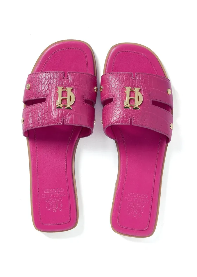 Holland Cooper Sandals and Slides Women Monogram Slides Pink Croc