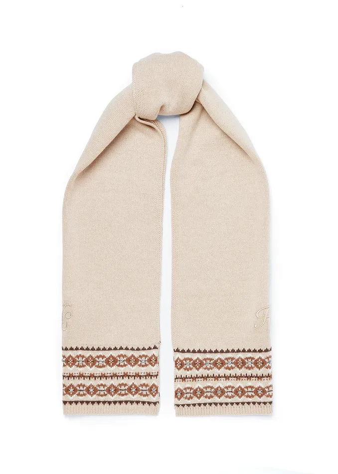 Holland Cooper Scarves Women Jennifer Fairisle Scarf Light Camel