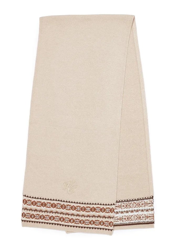 Holland Cooper Scarves Women Jennifer Fairisle Scarf Light Camel Holland Cooper Scarves Women Jennifer Fairisle Scarf Light Camel