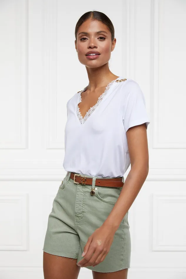 Holland Cooper Shorts Women High Rise Denim Short Sage Holland Cooper Shorts Women High Rise Denim Short Sage